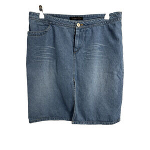 View Women's 14 Denim Jean Skirt Y2K 90's Western Cowgirl Sexy Slit Rodeo Urban